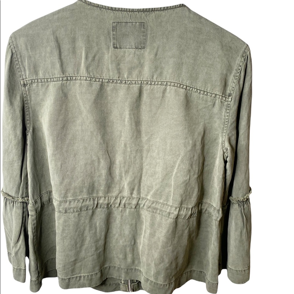 Sanctuary Olive Green Military Frill Ruffle Linen Utility Jacket Bell Sleeves S - Picture 11 of 14